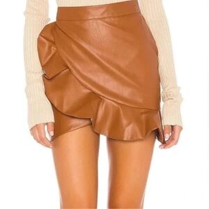 Majorelle Poseidon Faux Wrap Faux Leather Mini Skirt